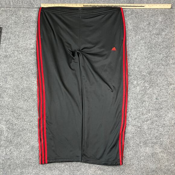 Adidas Track Pants Mens XL Black Red Stripe Logo Straight Leg Active Athletic - Picture 1 of 9
